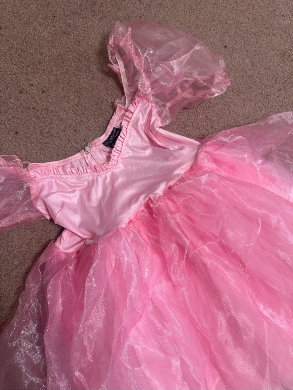 New Xs pink princess mini dress costume festival peach fairy rave poof sleeve ou - Picture 2 of 3